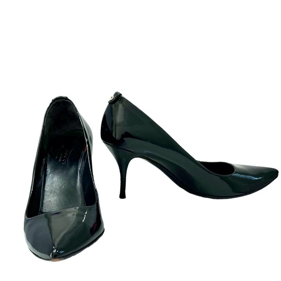 GUCCI BLACK PATENT LEATHER POINTY TOE 3" STILETTO HEEL PUMPS - Picture 1 of 16